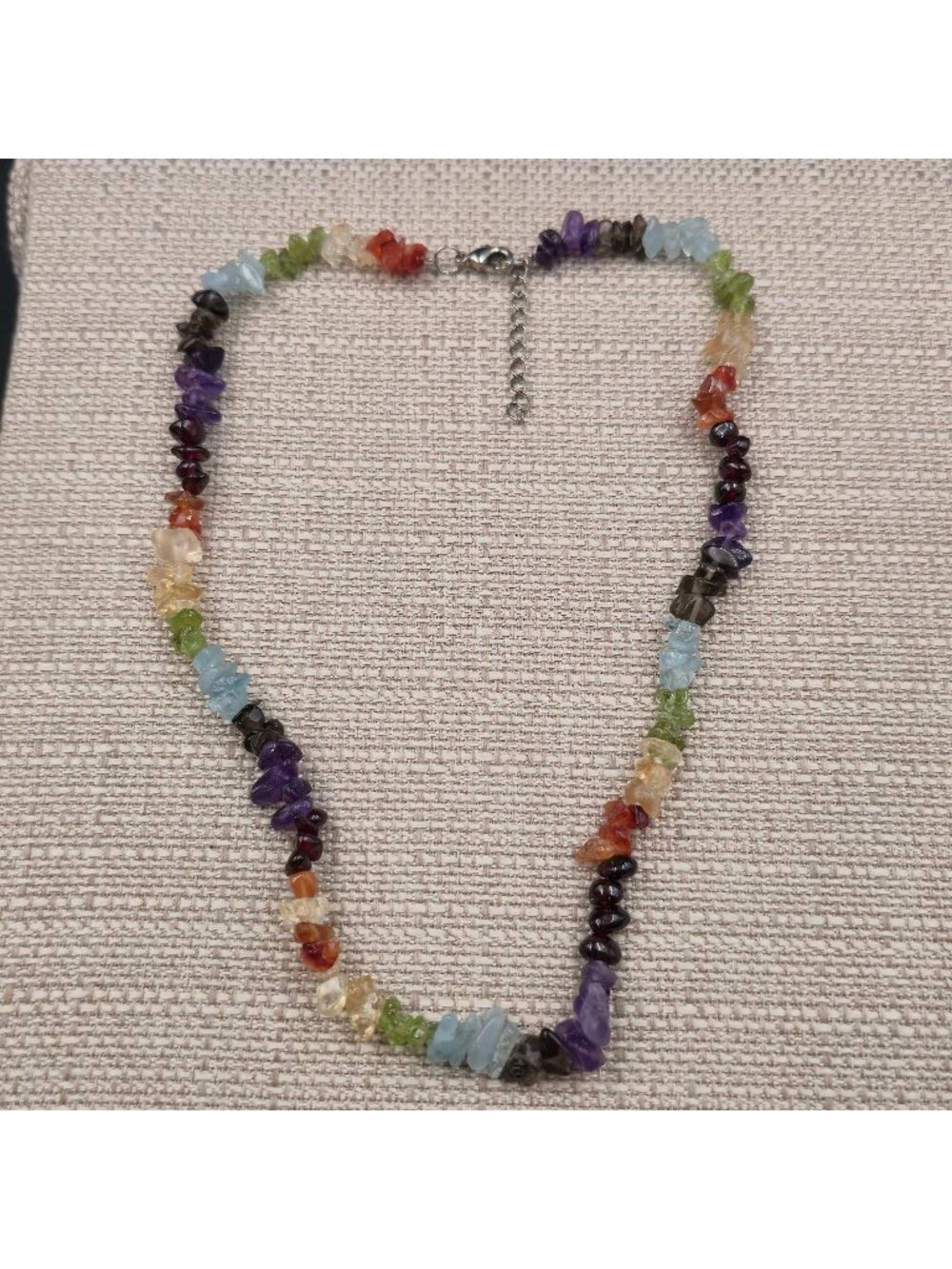 18+2 Inch 7 Chakra Semi Precious Gemstone Chips Necklace B1298